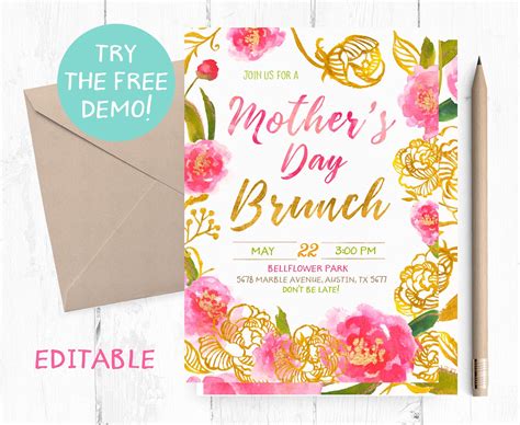 Mother S Day Invitation Mother S Day Brunch Etsy