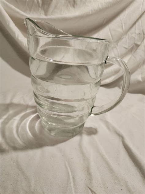 Vintage Mid Century Clear Glass Bee Hive Ribbed Large Drink Pitcher