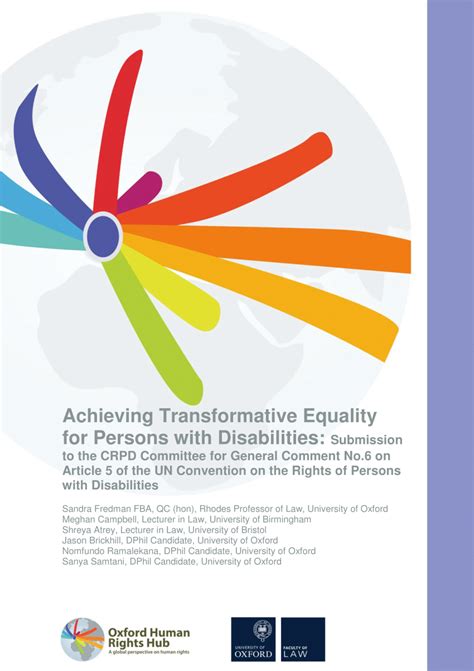 Pdf Achieving Transformative Equality For Persons With Disabilities