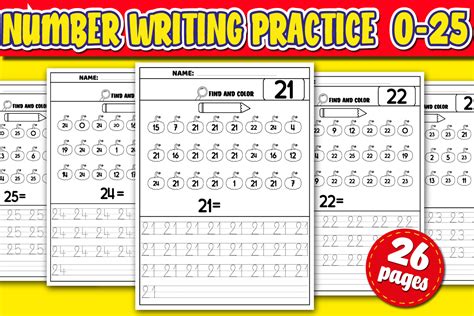 Number Writing Practice 1 25 Tracing Worksheets Number Recognition Activities Pumpkin