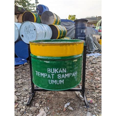 Jual Tempat Sampah Besi 100 Liter Tiang Tutup Tong Sampah Gantung