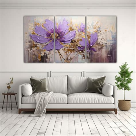 Cuadros Vanguardia Para Cuarto Con Pintura De Flores Moradas Decocuadros