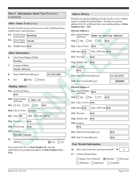 Fillable I130a Form Sample Printable Forms Free Online