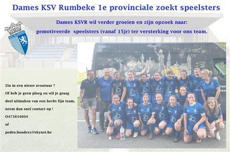 Dames KSV Rumbeke 1e Provinciale Zoekt Speelsters KSV Rumbeke