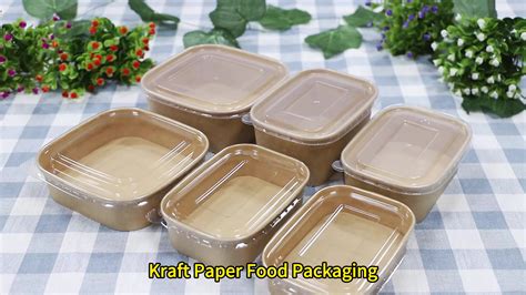 Kraft Paper Recyclable Take Away Disposable Rectangular Square Kraft