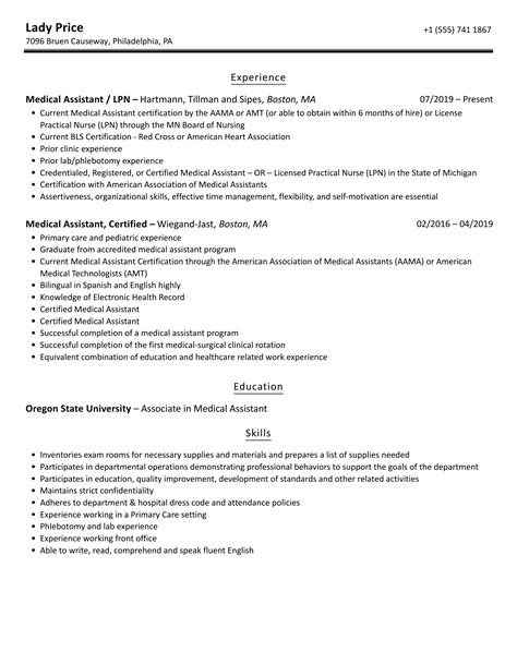 Medical Assistant Resume Samples | Velvet Jobs