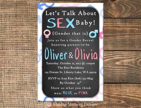 Let S Talk About Sex Baby Gender Reveal Invitation Etsy