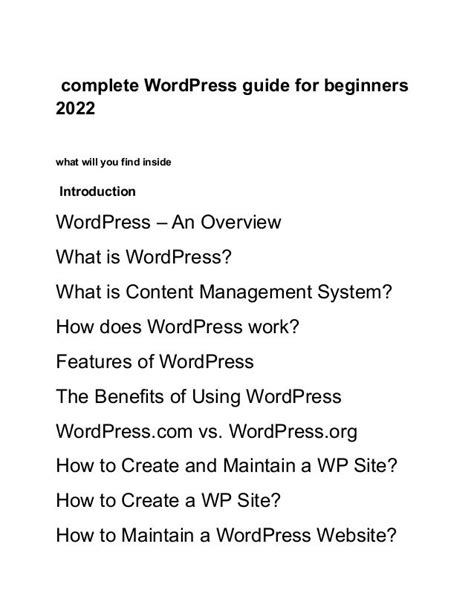 Complete Word Press Explained Guide For Beginners 2022 PDF