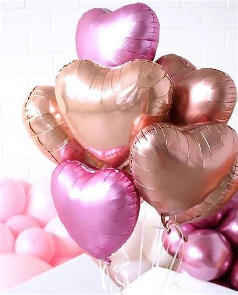 Pink Heart Balloon Bundle Matte Romantic Decoration Matte Foil Balloon