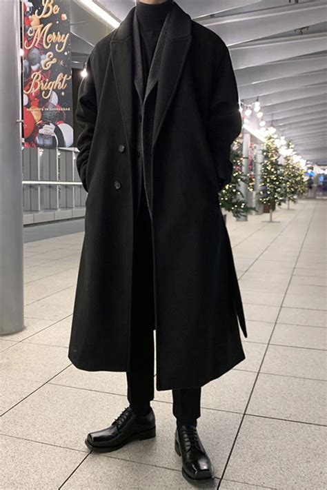 Men Long Trench Coat Streetwear Men Outfits Black Artofit