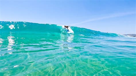 POV SURFING GLASSY SHORE BREAK ON A SOFT TOP DOLPHIN SIGHTING