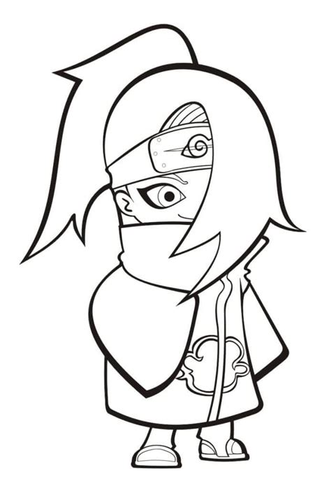 Chibi Akatsuki Deidara Para Colorear Imprimir E Dibujar ColoringOnly