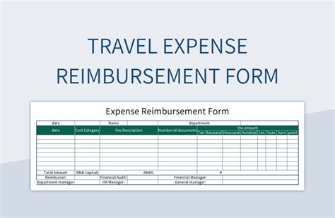 Travel Expense Reimbursement Form Excel Template And Google Sheets File For Free Download ...