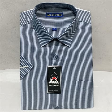 Jual Kemeja Pria Salice Paolo Pendek Reguler Kotak Casual Biru Navy