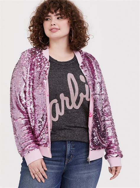 Plus Size Barbie Pink Flip Sequin Bomber Jacket Torrid