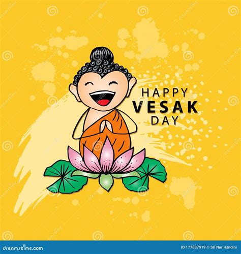 Happy Vesak Day With Cute Buddha Illustration Royalty Free Stock Photo