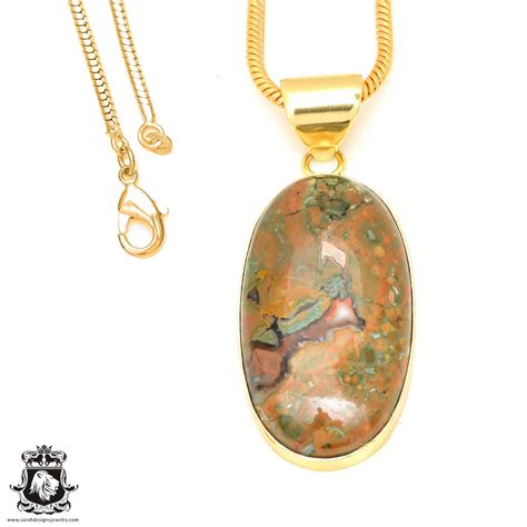 Rhyolite Pendant Necklaces And Free 3mm Italian 925 Sterling Silver Chain