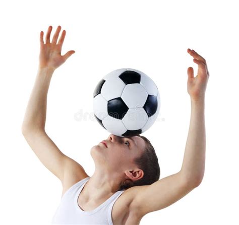 Boy With Soccer Ball Footballer Isolated Stock Photo Image Of