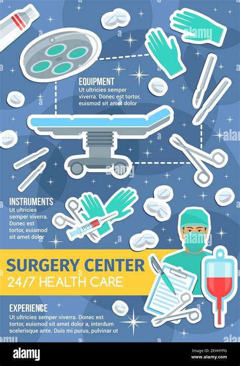 Surgery Medical Center Or Clinic Service Poster Vector Flat Design Of