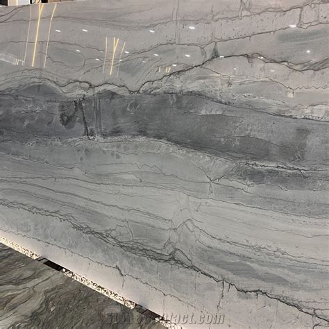 Brazil Elegant Gray Quartzite Slabs For Hotel Wall Decor From China