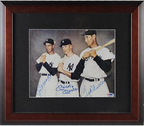 Mickey Mantle Joe Dimaggio Ted Williams Signed X Custom Framed