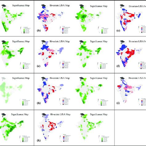 Bivariate Lisa And Significance Map Showing Spatial Auto Correlation