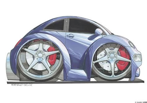 Volkswagen Beetle Bleue Caricature Auto Moto