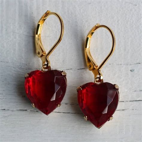 Red Valentine Heart Earrings By Silk Purse Sows Ear