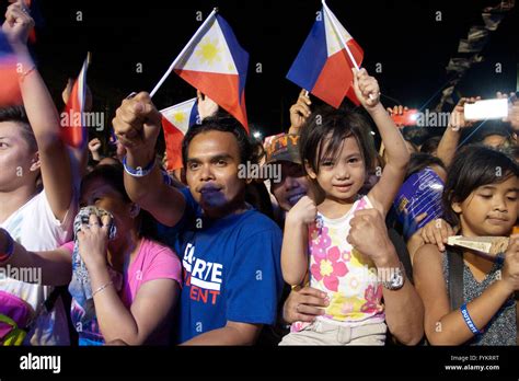 Philippines. 27th Apr, 2016. Supporters of Rodrigo Duterte raise ...