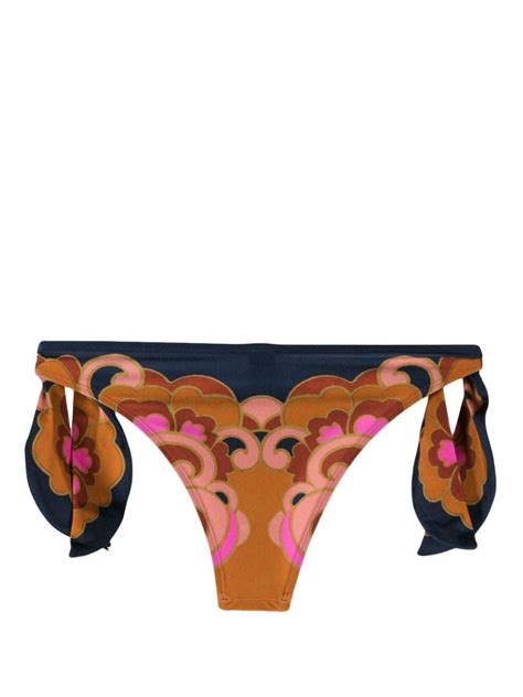 ZIMMERMANN Acadian Scarf Floral Print Bikini Bottoms Blue FARFETCH UK