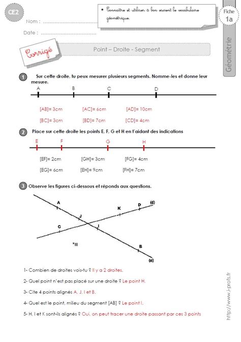 CE2 Exercices DROITES POINTS SEGMENTS