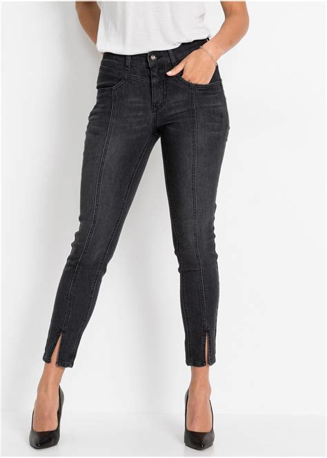 Stylische Stretch Jeans Mit Modischen Schlitzen Am Saum Der Vorder Und