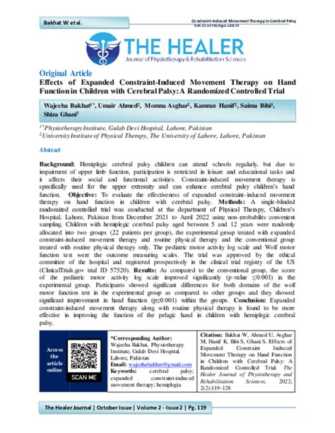 Pdf Effects Of Expanded Constraint Induced Movement Therapy On Hand