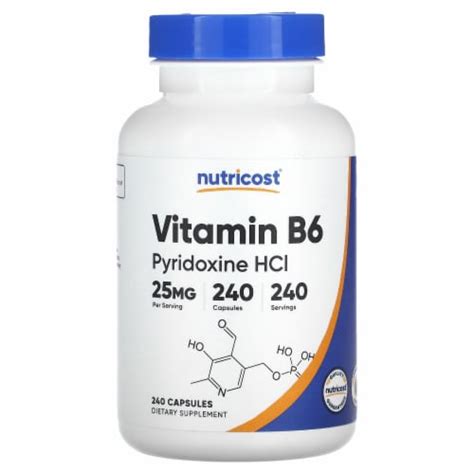 Nutricost Vitamin B6 Pyridoxine HCl 25 Mg 240 Capsules 240 Count