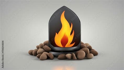 Burning Candle In The Fireplace Fire Flame Icon Isolated Bonfire Sign