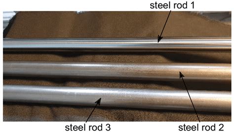 Photo of the steel rod samples used for the measurements. The surface ...