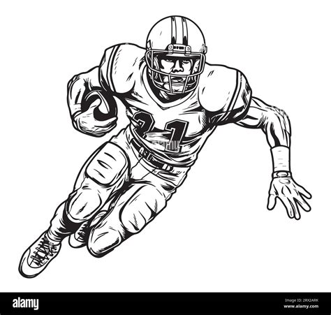 American Football Player Sketch Hand Drawn Vector Stock Vector Image