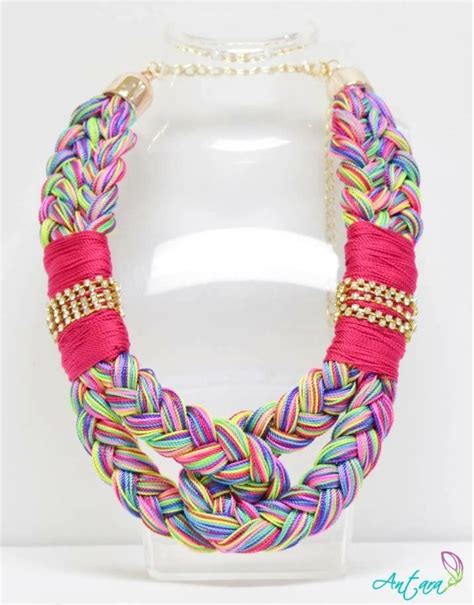 Collar Trenzado Con Cadena Brillos Braided Necklace With Stones Chain