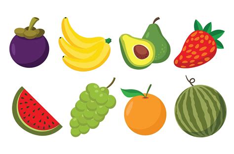 Conjunto De Frutas Dos Desenhos Animados 1265903 Vetor No Vecteezy