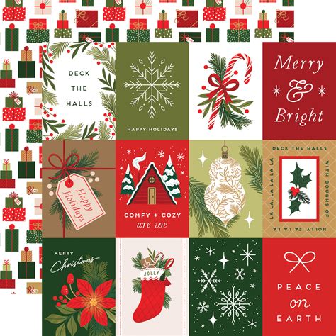 Christmas Joy 3x4 Journaling Cards 12x12 Patterned Paper Echo Park