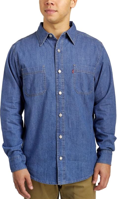 Levis Mens Classic Denim Workshirt Stonewash Small At Amazon Mens