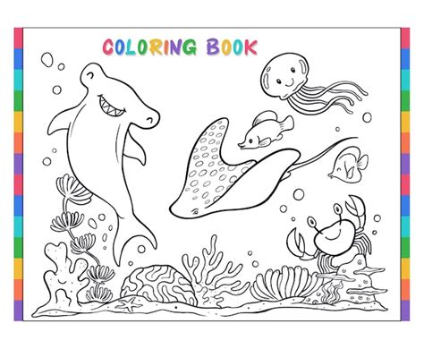 Serie De Libros Para Colorear Bajo El Agua Para Colorear Tiburones