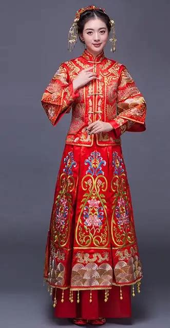 Luxury Ancient Royal Red Chinese Wedding Dress Traditional Bride