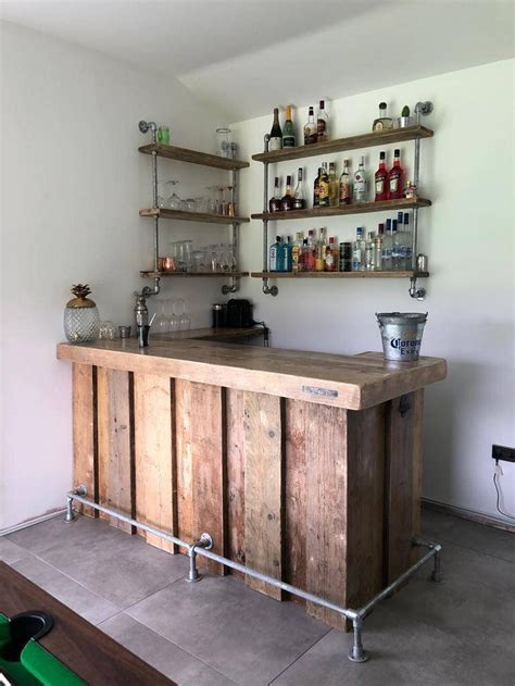 Bespoke Drinks Bar For Summer Cabin And Matching Shelves Home Bar