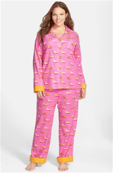 Munki Munki Print Flannel Pajamas In Pink Pink Weiner Dog Lyst