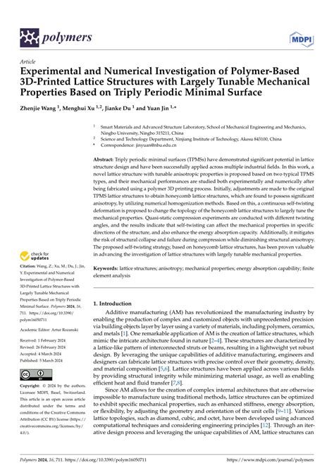 PDF Experimental And Numerical Investigation Of Polymer Based 3D