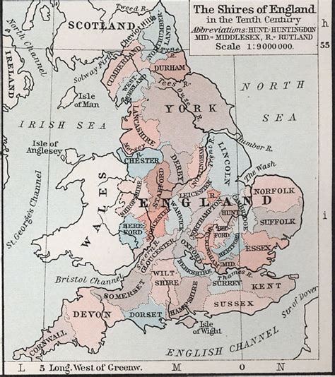 Political Medieval Maps - The Shires of England