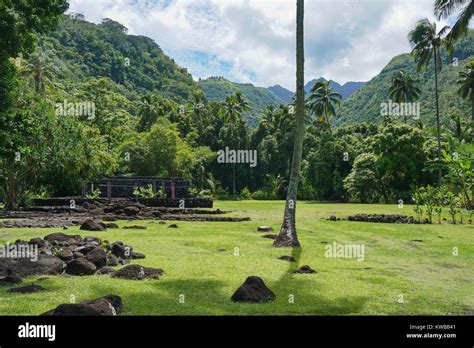 French Polynesia The Marae Arahurahu In A Valley Of Tahiti Island