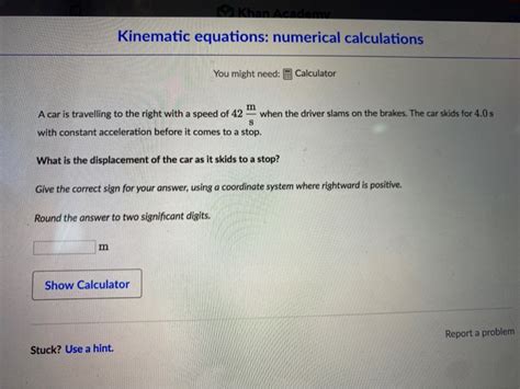 Solved Khan Academy Kinematic Equations Numerical