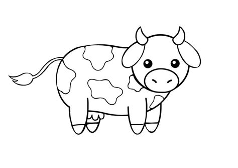 Easy Draw and Color Printable Cow Coloring Pages - Print Color Craft